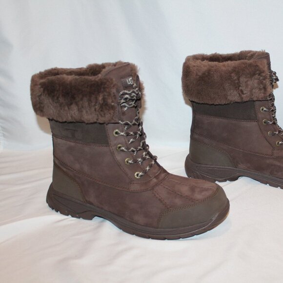 NIB UGG MEN'S BUTTE LOGO LEATHER SUEDE SHEARLING LINED WINTER SNOW BOOTS - Picture 3 of 11